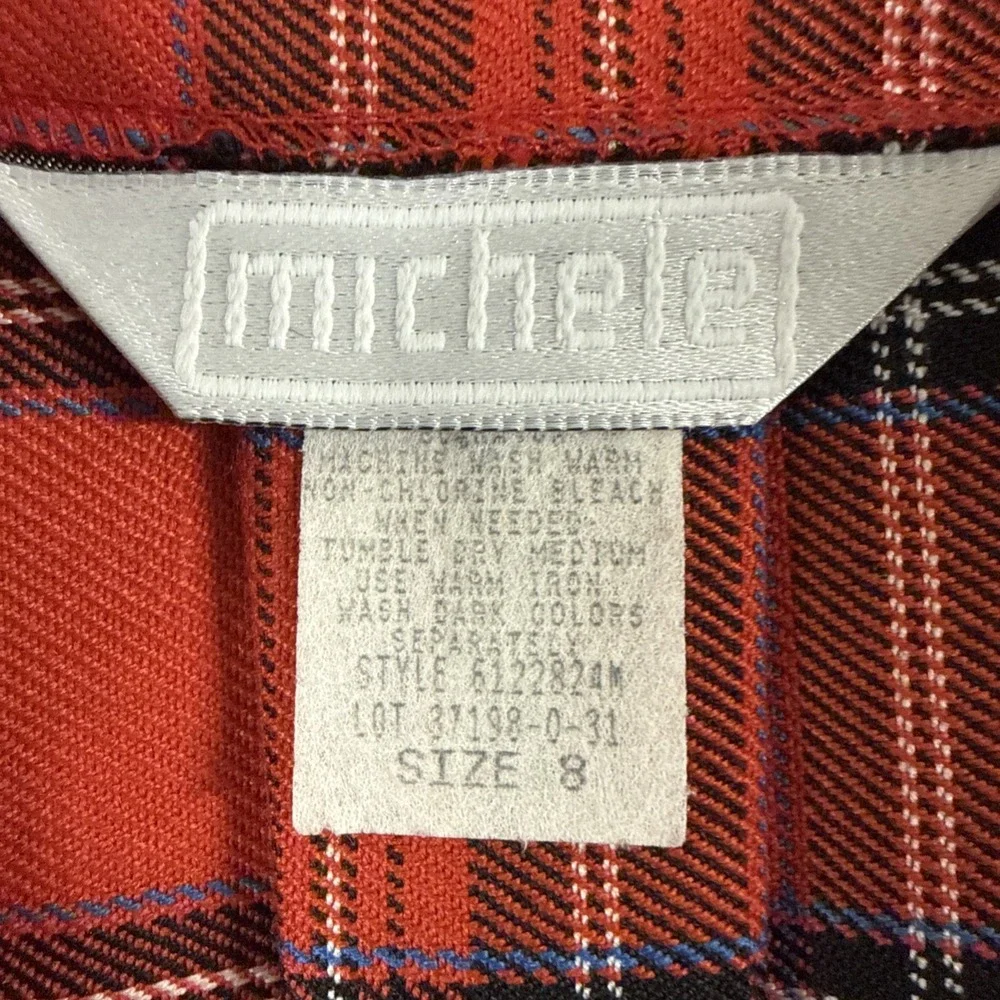 VTG Plaid Wrap Skirt SZ 8‎ Red 90s Academia Tartan Heritage Union Made Gold - Picture 8 of 15